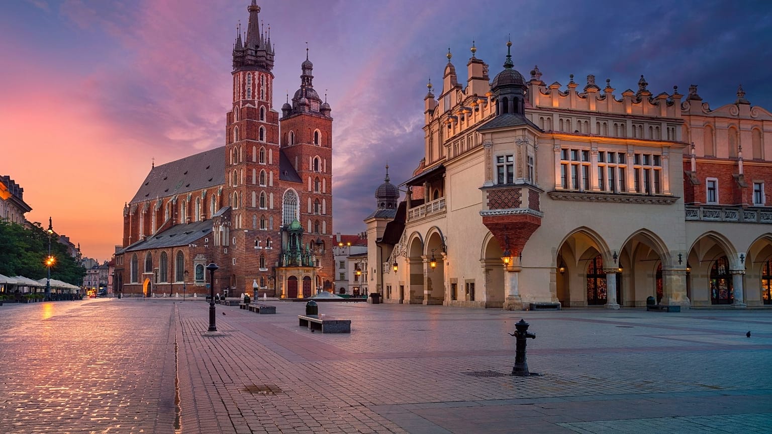 The Old Town of Krakow, Poland, at sunrise