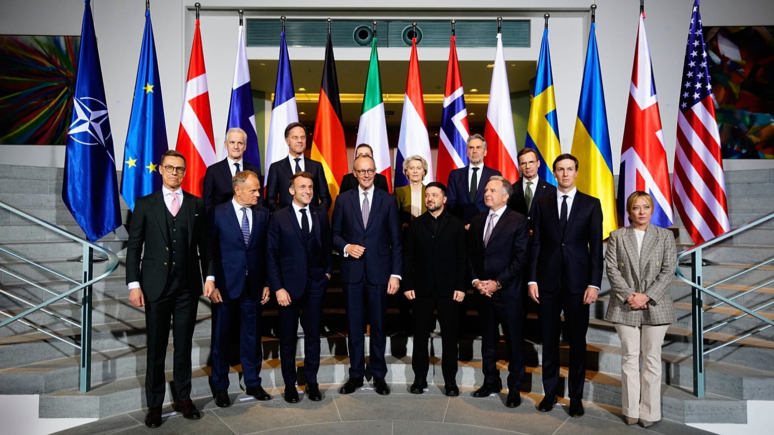 European leaders including Volodymyr Zelenksyy meet with US diplomats in Berlin.