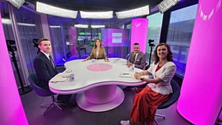  Feledy Botond, Petri Bernadett, és Lattmann Tamás a műsorvezető, Zsíros Sándor társaságában