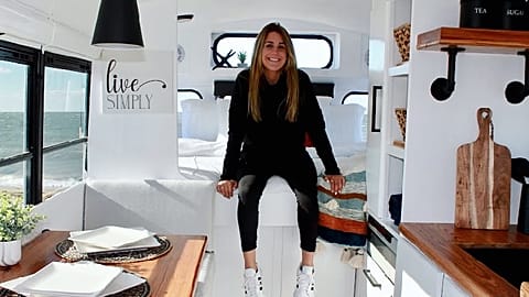 Megan began transforming old school buses in 2017