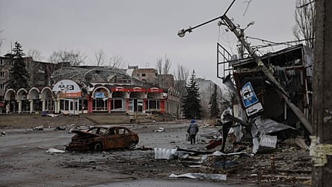 FILE: Ruins of what was the town of Kostyantynivka, the site of heavy battles with the Russian troops in the Donetsk region, 20 December 2025