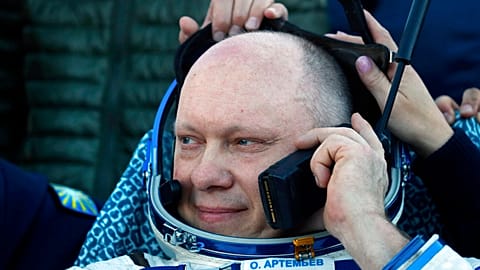 FILE: Russian cosmonaut Oleg Artemyev speaks on the phone shortly after the landing of the Russian Soyuz MS-08 space capsule, 4 October 2018